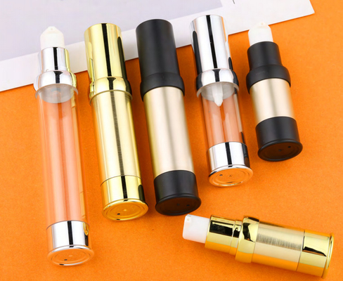 Đồ trụ 10ml 15ml 20ml 30ml chai bơm không khí bằng nhựa PP với bơm kem Snap