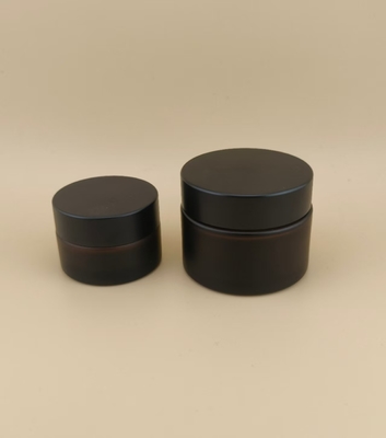 Thiết kế đẹp Black Glass Cream Jar với nắp vít cho Lotion