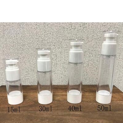 Thân thiện với môi trường 15ml 30ml 45ml 50ml Nhựa PP rỗng trong suốt Bao bì mỹ phẩm Hộp đựng Serum dưỡng da Chai bơm không có không khí