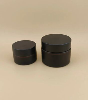 Thiết kế đẹp Black Glass Cream Jar với nắp vít cho Lotion