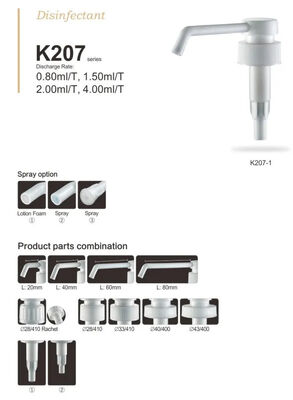 Máy bơm bình xịt nhựa LDPE đa dụng cho chất khử trùng K207-1
