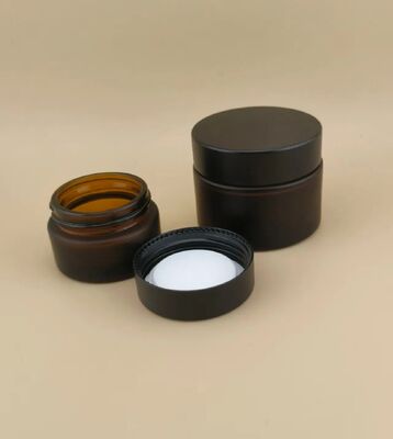 Thiết kế đẹp Black Glass Cream Jar với nắp vít cho Lotion