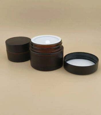 Thiết kế đẹp Black Glass Cream Jar với nắp vít cho Lotion