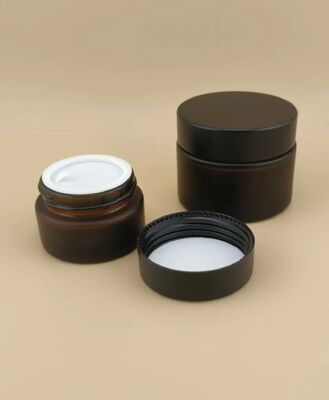 Thiết kế đẹp Black Glass Cream Jar với nắp vít cho Lotion