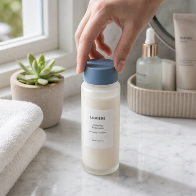 BlueGrey nhựa tròn gọn mũ mờ cho chai mỹ phẩm