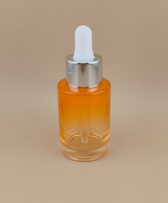 Thiết kế chai nhỏ giọt thủy tinh tròn nhẵn màu cam thay đổi dần K-GBL30 cho Lotion